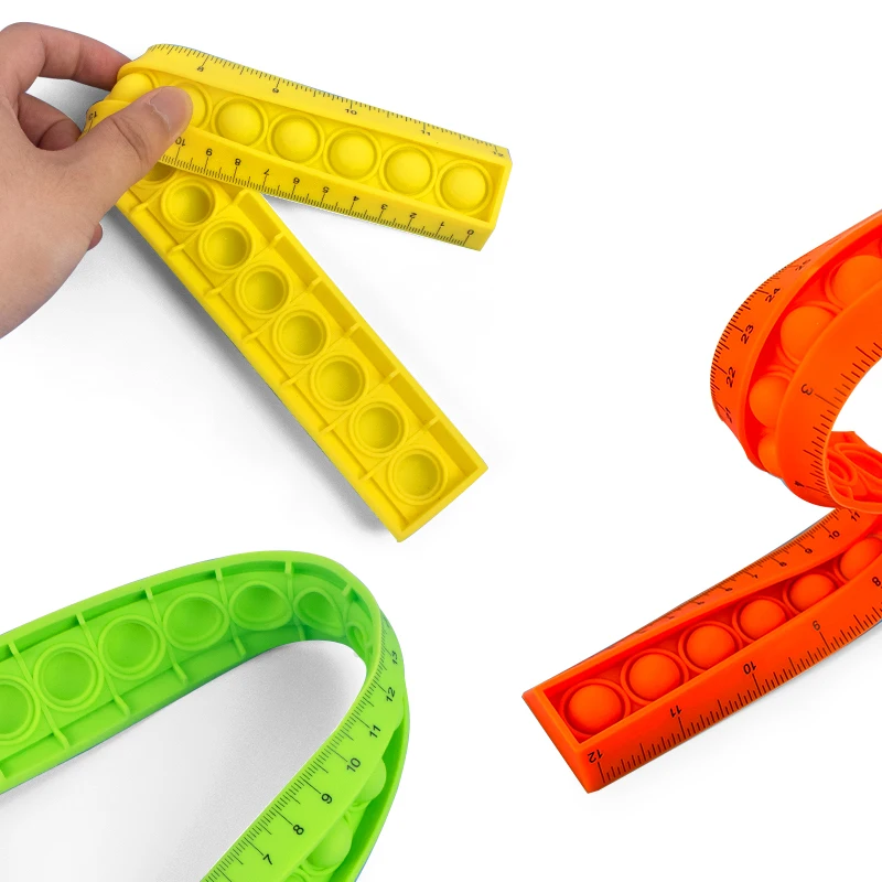 Ruler 12 Inch food grade silicone soft stress release ruler with bubbles for school students