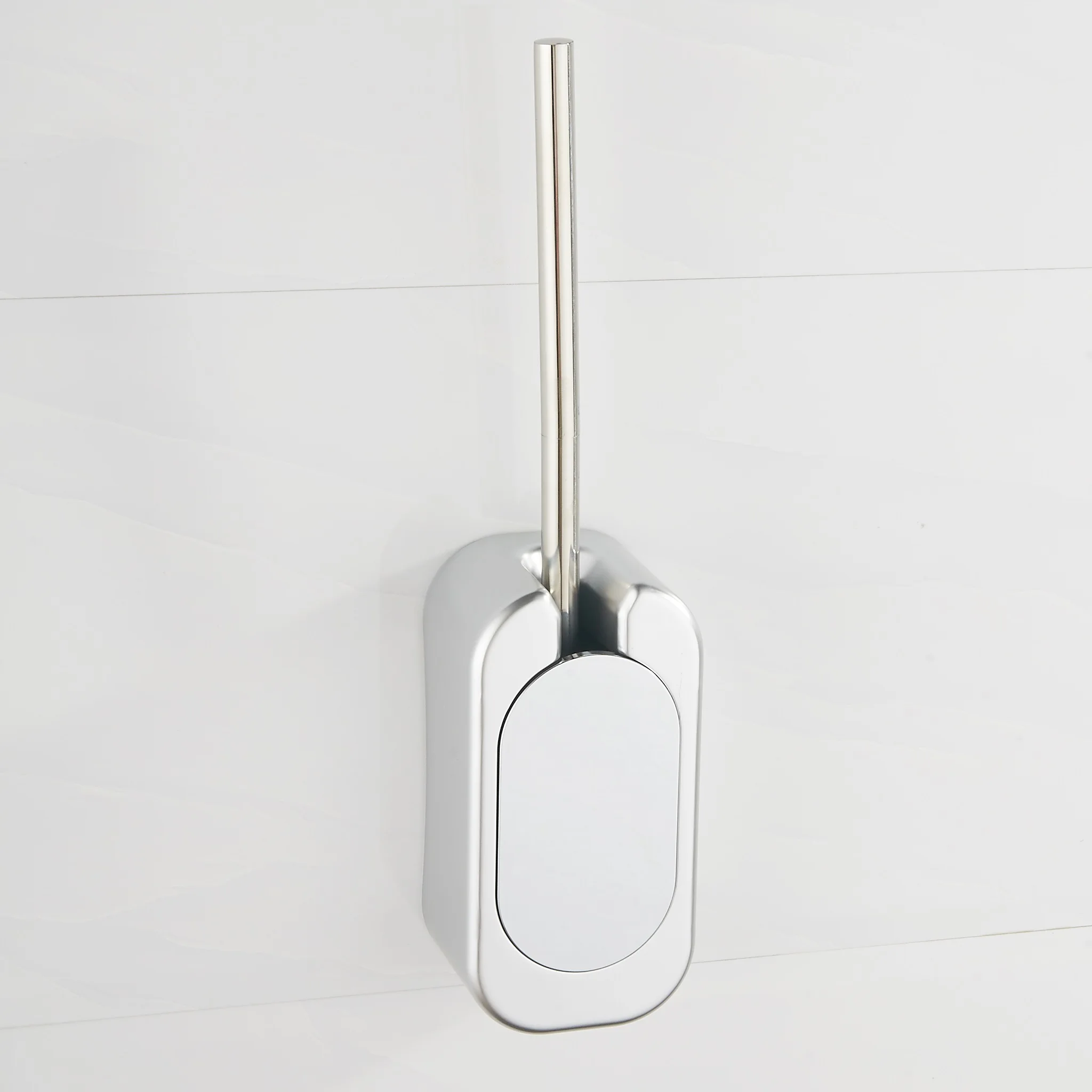 Decorative stainless Steel Handle Deep Cleaning ABS adhesive plastic toilet brush holder