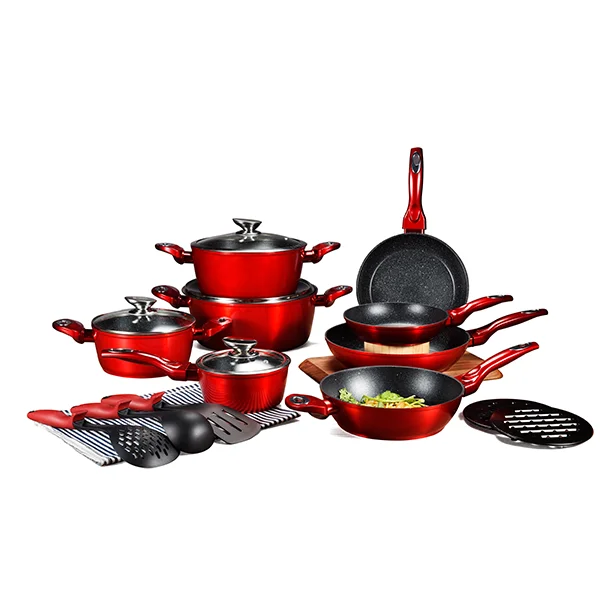 Aluminum amazon hot selling non-stick marble coating 15pcs cookware sets
