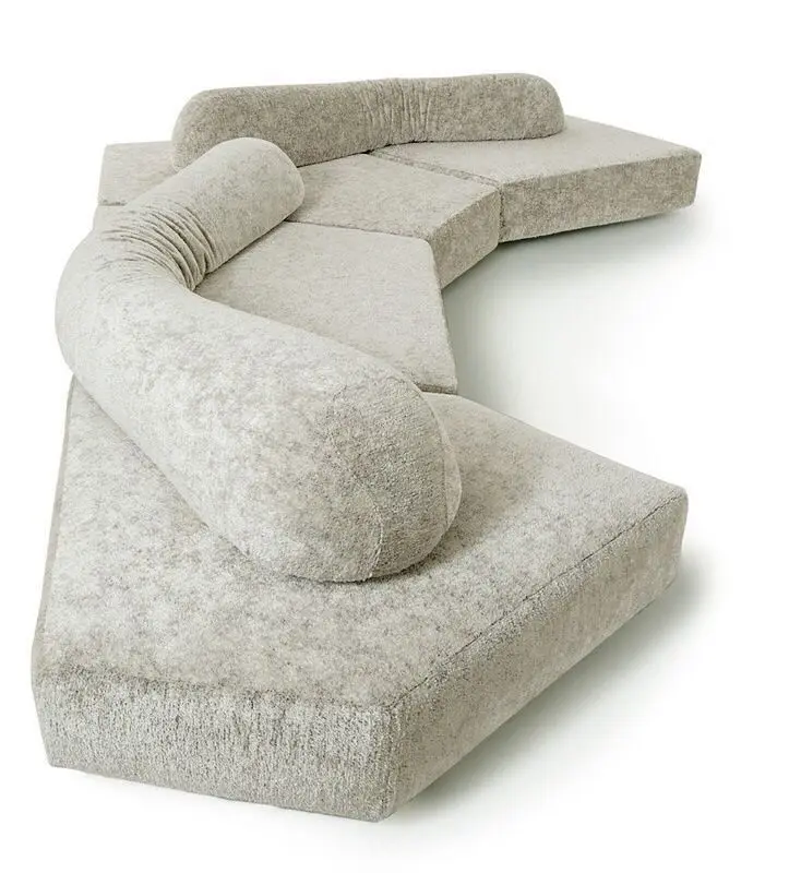 Italian Minimalist Module Special-Shaped L-Corner Fabric Splicing Multi-Person Sofa Rock Art Villa Sales Office Living Room