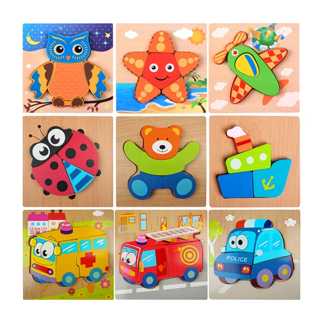 Деревянные забавные Развивающие детские игрушки головоломка для мозга заусенцы 3d Динозавры жираф