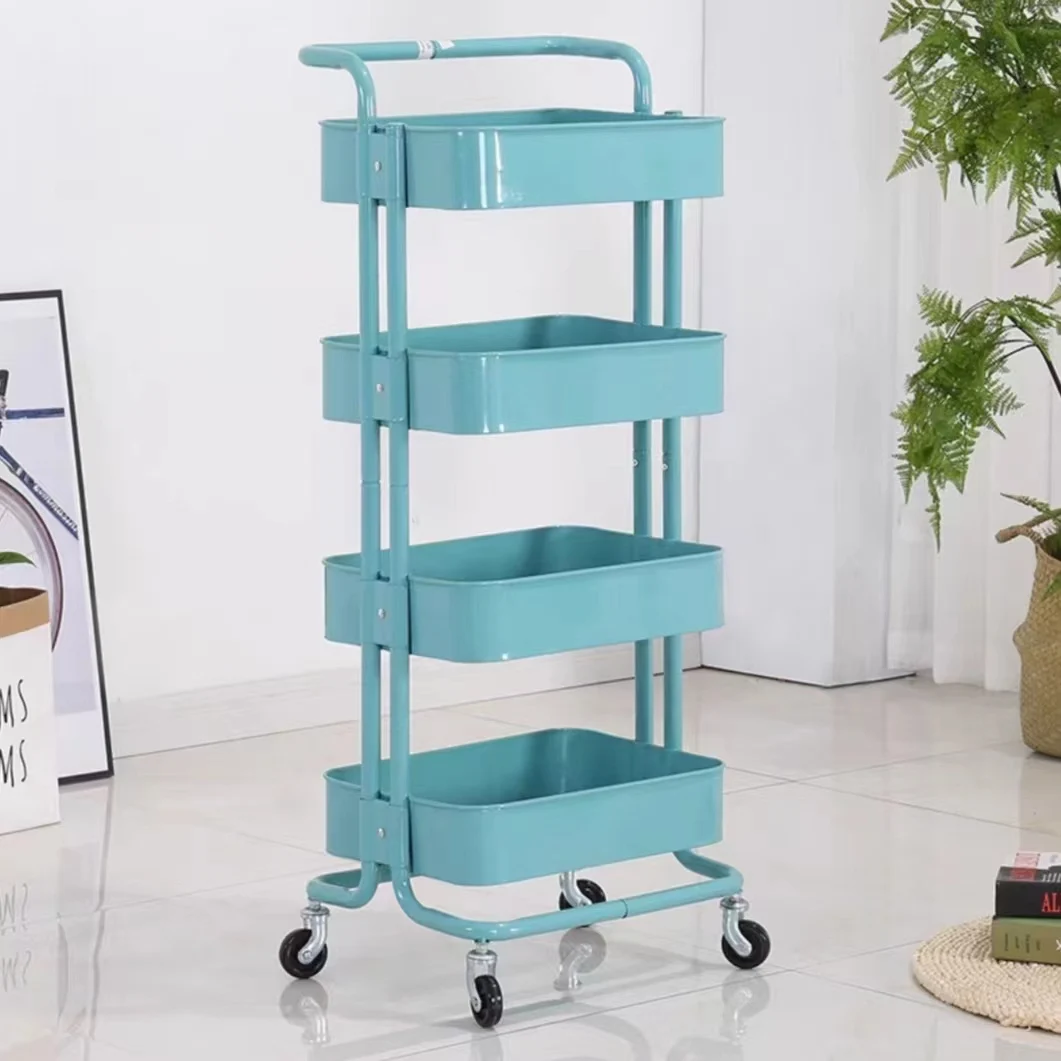 stainless steel kitchen storage rolling electric trolley cart organizer metal kitchen storage cart 4 Tier with wheels