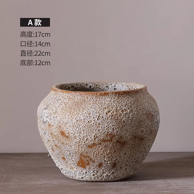 Home Decor Rustic Handmade Pottery Flower Pot Porcelain Ceramic Clay Vase