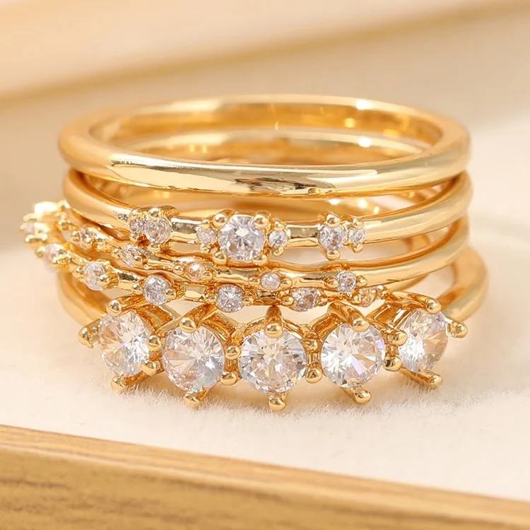 2024 New Couple Cubic Zirconia Ring 14K Gold Plated Engagement Wedding Ring 925 Silver Finger Jewelry Stack Ring for Women