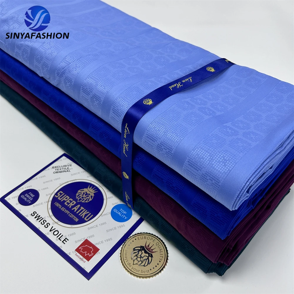 Sinya High Quality 100% Egypt Cotton Super Atiku Fabric African Men Lace 5 Yards Swiss Voile Men Fabric