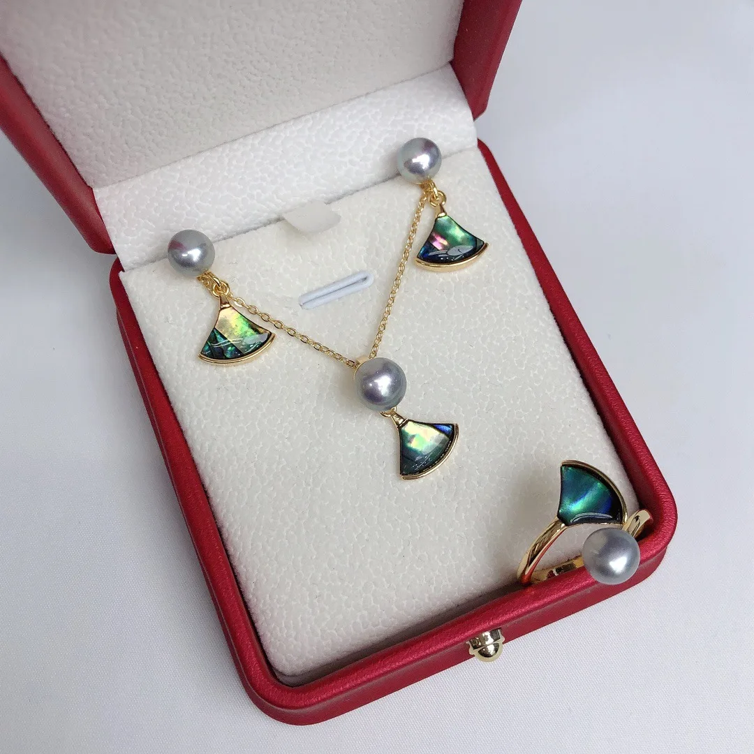 Luxury Abalone Colorful Shell Pearl 4-piece Jewelry Set Lovely Skirt Design Real Freshwater Pearl Women Party Jewelry Set