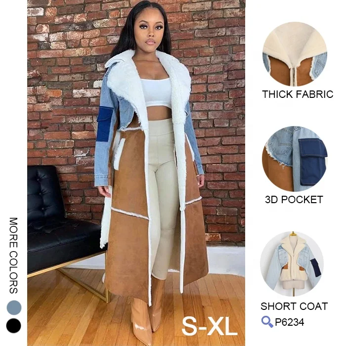 L222A-fashion winter jacket patchwork long overcoat for women plus size fur coat fur jacket