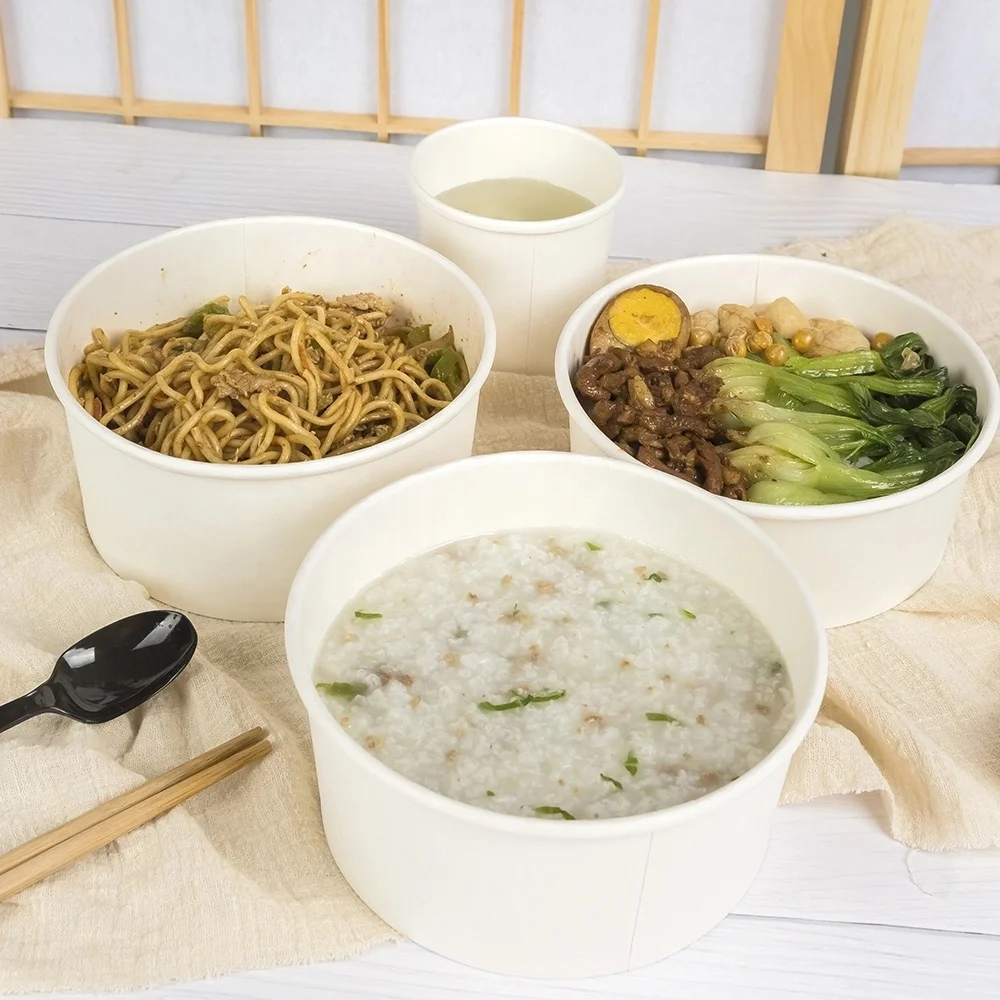 PTPACK Round Paper Container for salad lunch Takeout Container