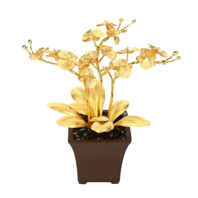Gold Leaf Pot plant Souvenirs Ornaments Phalaenopsis Flower Pots Home Decor Wedding Gifts Gold Leaf Potted Bonsai