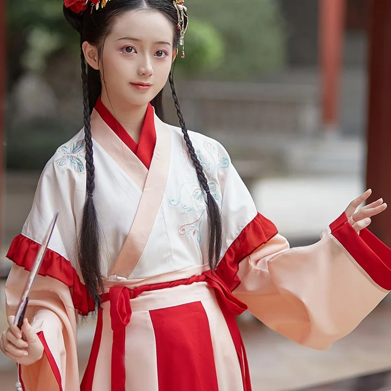 Wholesale Ancient Long-Sleeved Embroidery National Dress Adult Women Hanfu Chinese traditional
