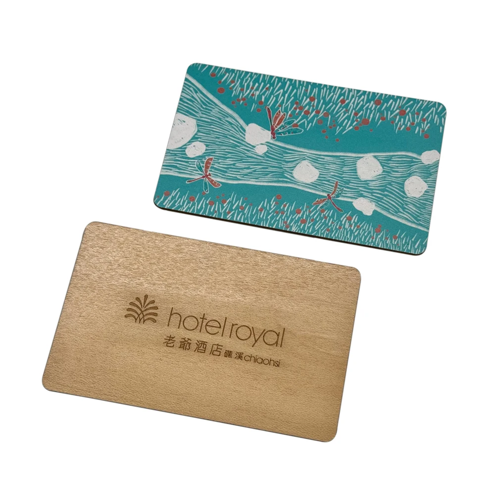 Factory Price  Reusable Beech Wood ISO Standard Mifare 1k ID NFC RFID Wooden Card  For Access Control System Hotel Room