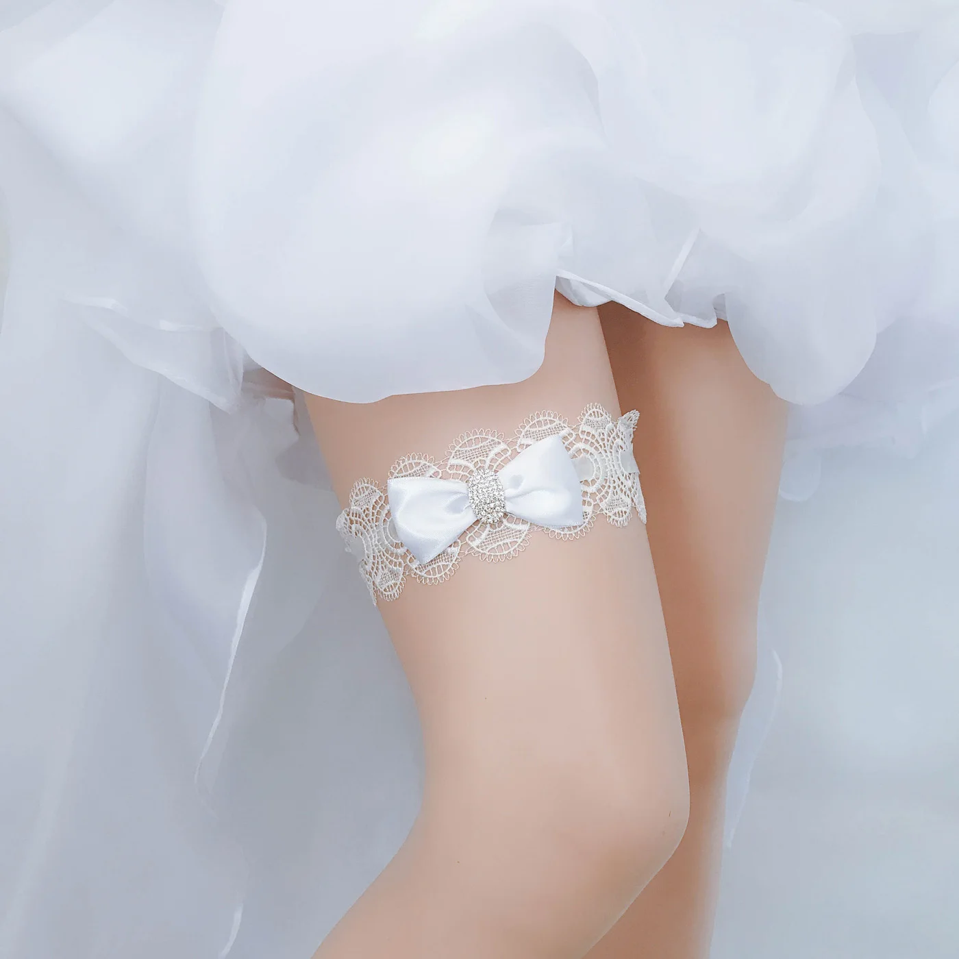 Gatsby Garters Lace With Crystal White Bow Belt 2019 New Style Factory Sale