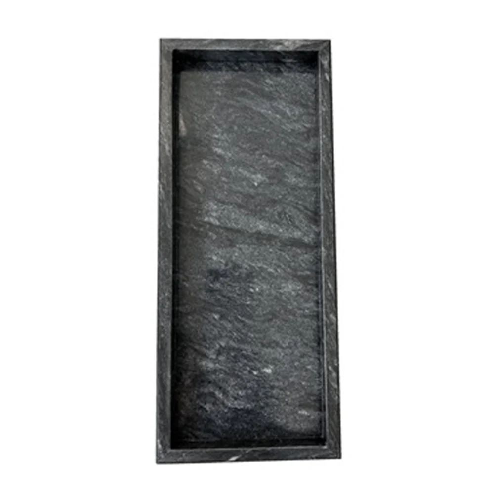wholesale natural luxury small rectangle 13x30cm white green marble stone serving trays