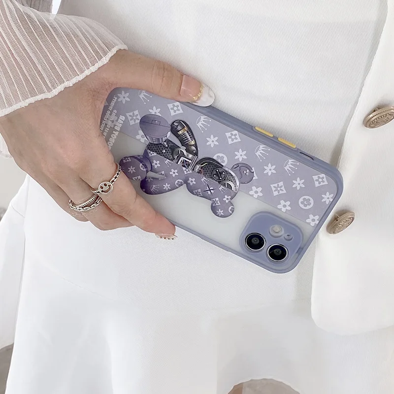 brand mechanical bear case for iphone 14 13 12 11 Pro Max XR X XS 7 8 Plus funny silicone cover