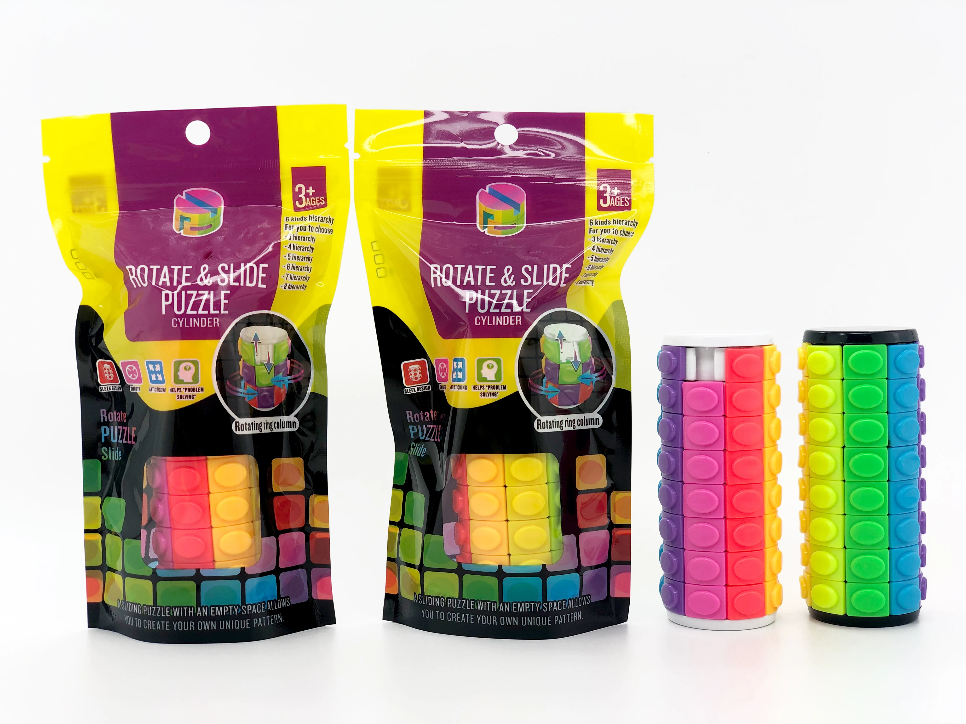 brain teaser game rainbow color 8 layers rotate sliding cube puzzle toy