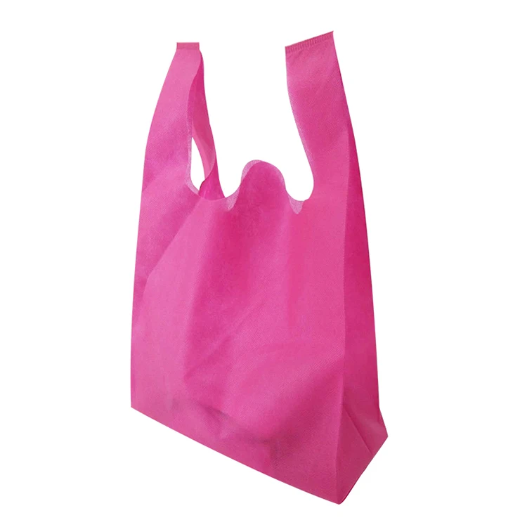 Eco friendly reusable promotion grocery store shopping non woven tshirt carry bag for supermarket