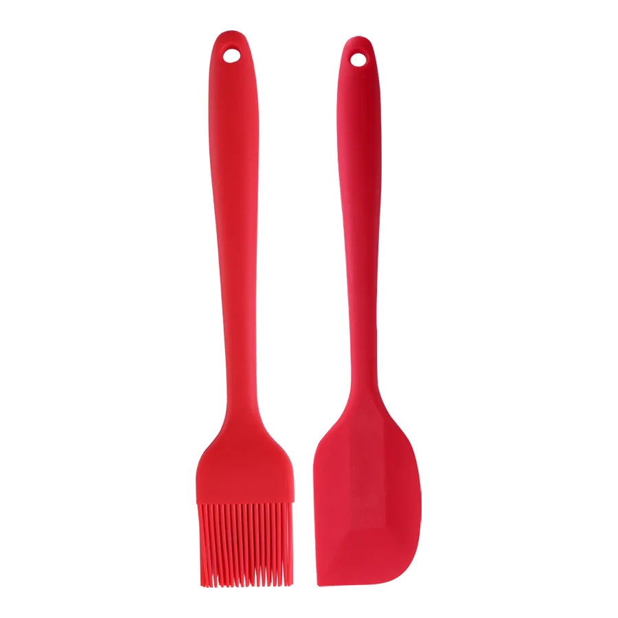 2 Pieces Food grade, Silicone Spatula Cooking Cookie Pastry Kitchen Cake Baking Butter Spatula Brush Set/