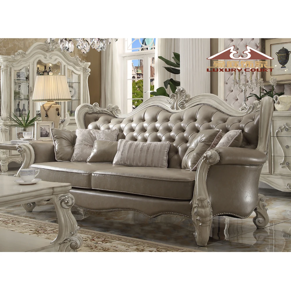 Longhao italian queen size king size bed wholesale set design  Antique White Bedroom Furniture Set