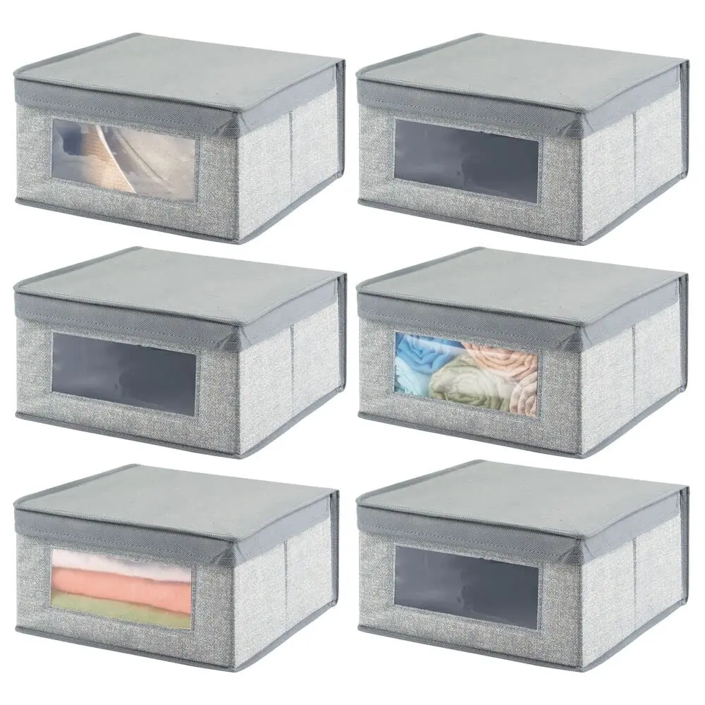 Foldable Linens Fabric Closet Blanket Bed Sheet Quilt Clothing Storage Bin Organizer Box With Clear Front Window Lid For Bedroom