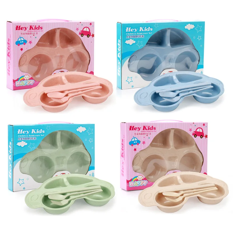 202023 Eco plastic cup plates for kids set of 5 wheat fiber children tableware set easy clean dinnerware set with plate