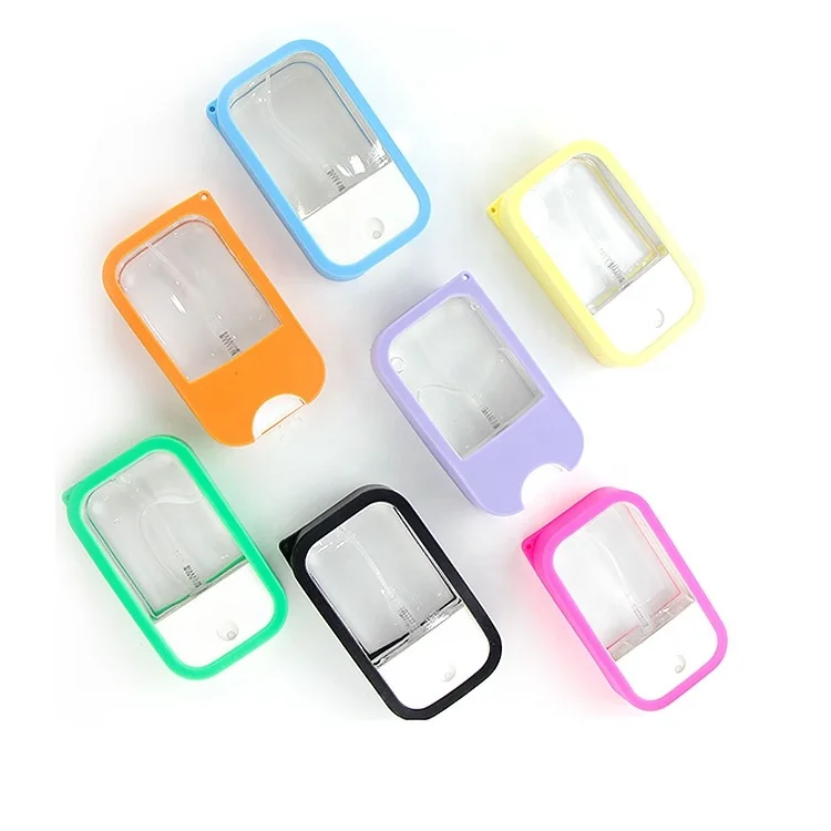 wholesales 45ml Empty plastic credit card perfume spray bottle with silicon rubber case for hand sanitizer sprayer