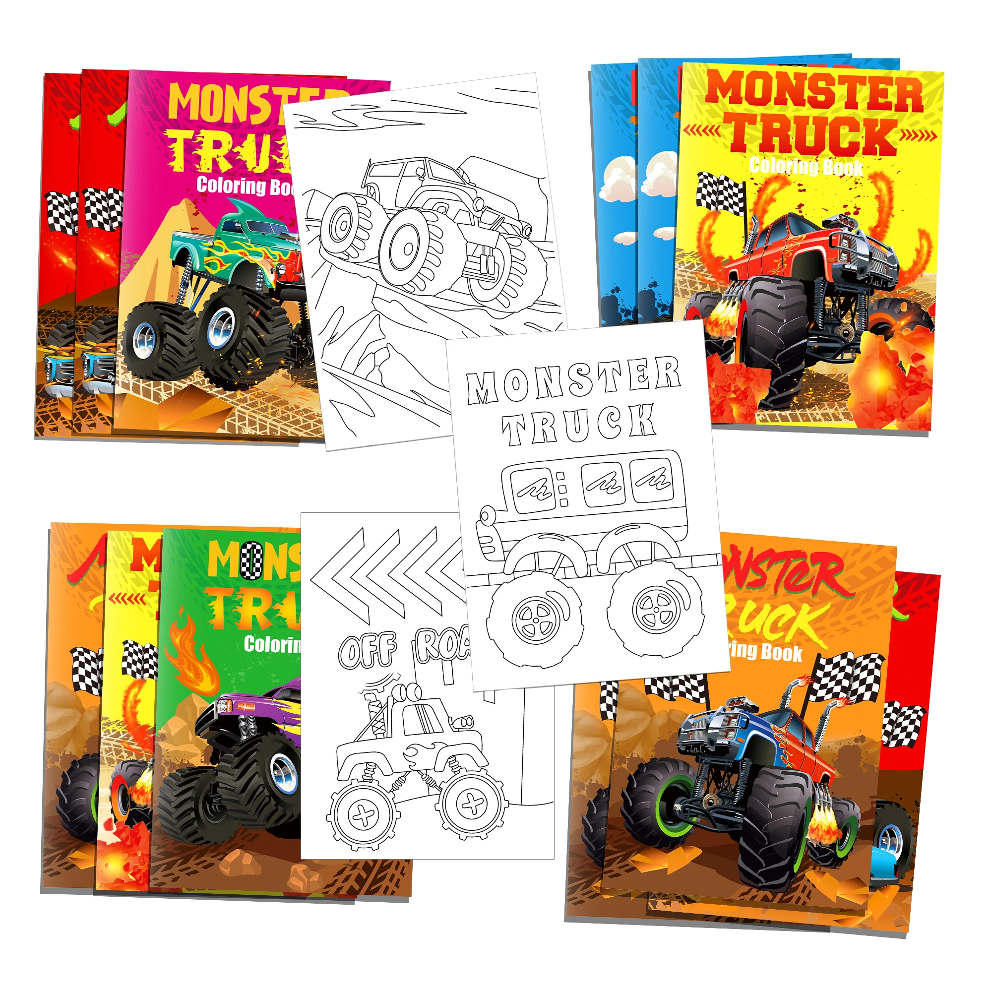TY030 Monster Truck Coloring Books School Activity Fillers DIY Painting Drawing Book for Kids Birthday Party Gift