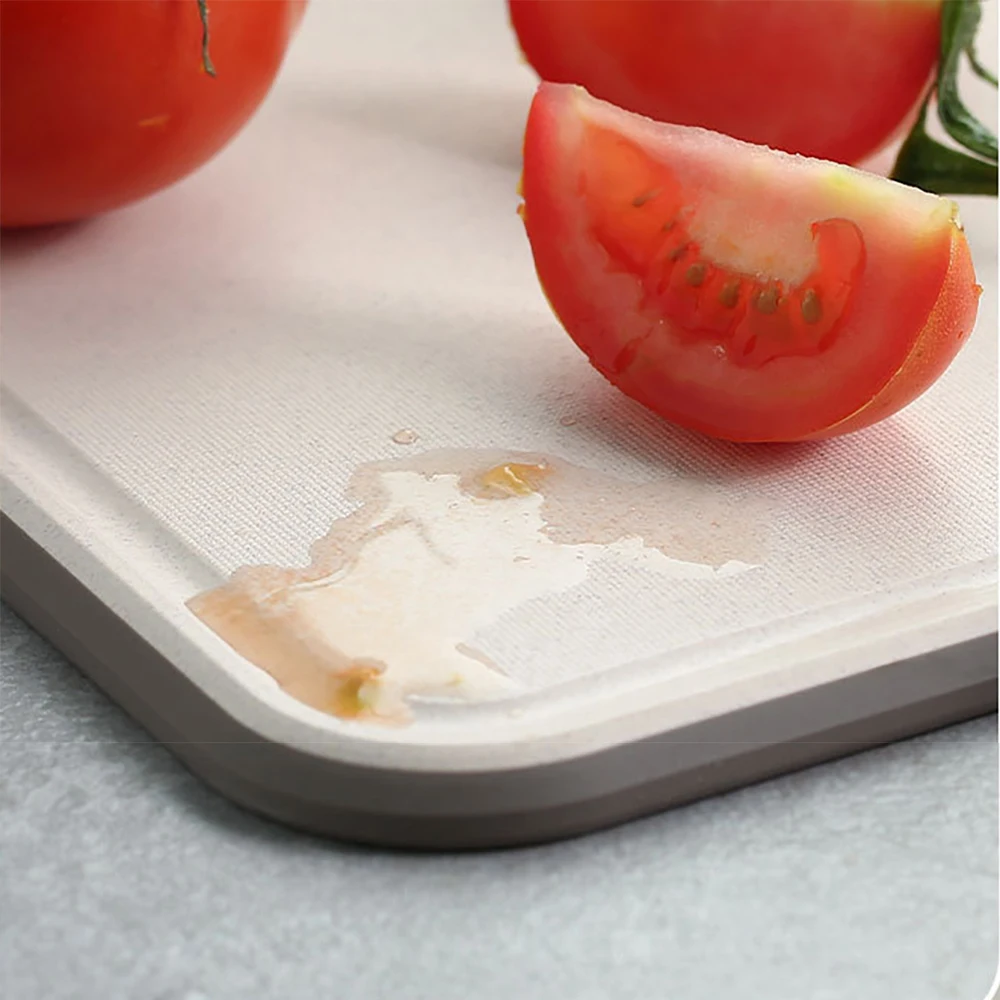 Multifunctional Cutting Board Silicone Edge L Shape Wheat Straw Chopping Board With Handle