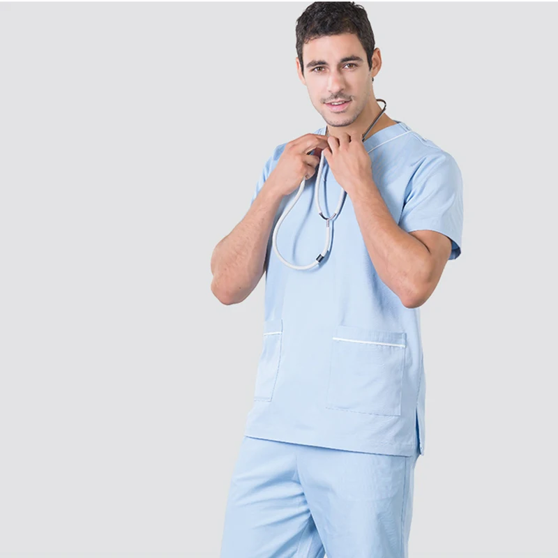 Unisex Hospital Uniforms Suits Two Pieces T-shirt Tops Pants Nurse Doctor Scrub Sets