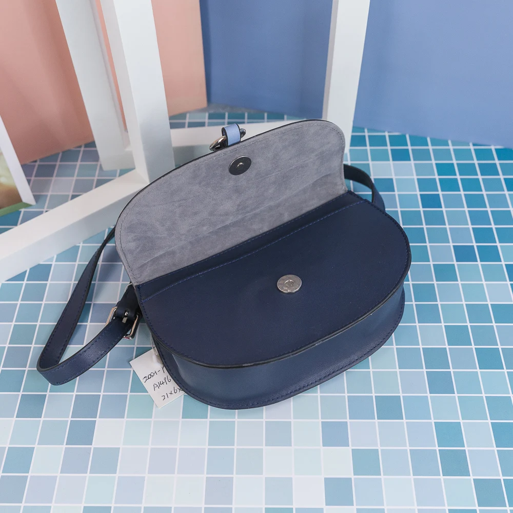 Contrast Colors Girls Handbag Semi-Circle Shape Sling Bag Leather Women Hand Bags Shoulder Simple Ladies Cross