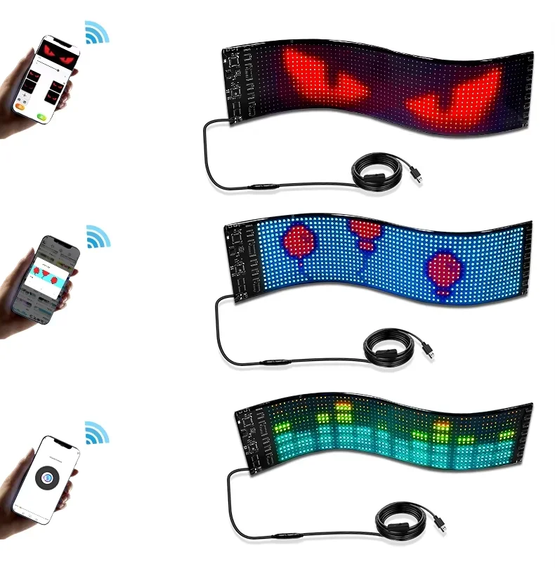 Programmable App Control Flexible Led Sign Board Customize Led Sign Display Smart Led Screen Car Panel Led Matrix Panel For Car