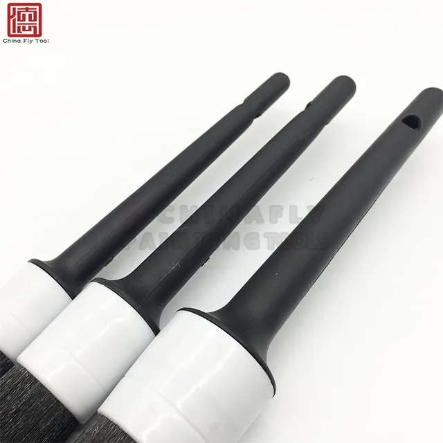 CTRPB012  Wholesale price 3pack Black Plastic Handle synthetic filament  Round Paint Brushes for car care brush