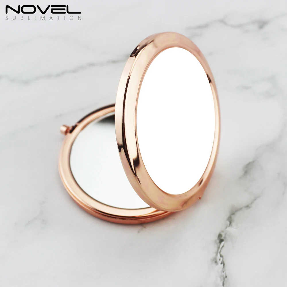Personalized Custom Blank Pocket Round Metal Makeup Hand Mirror