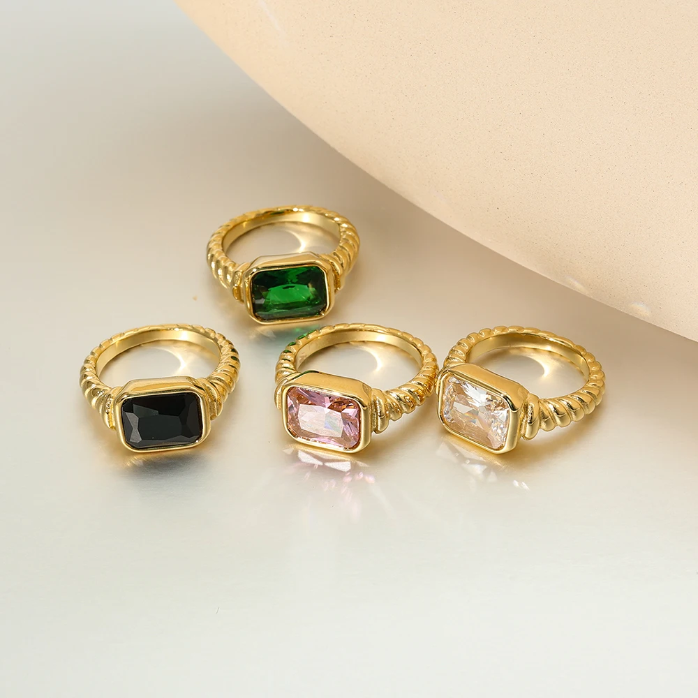 Stylish and Bold Glamour Hypoallergenic Luxurious Zircon Stainless Steel Ring Selection
