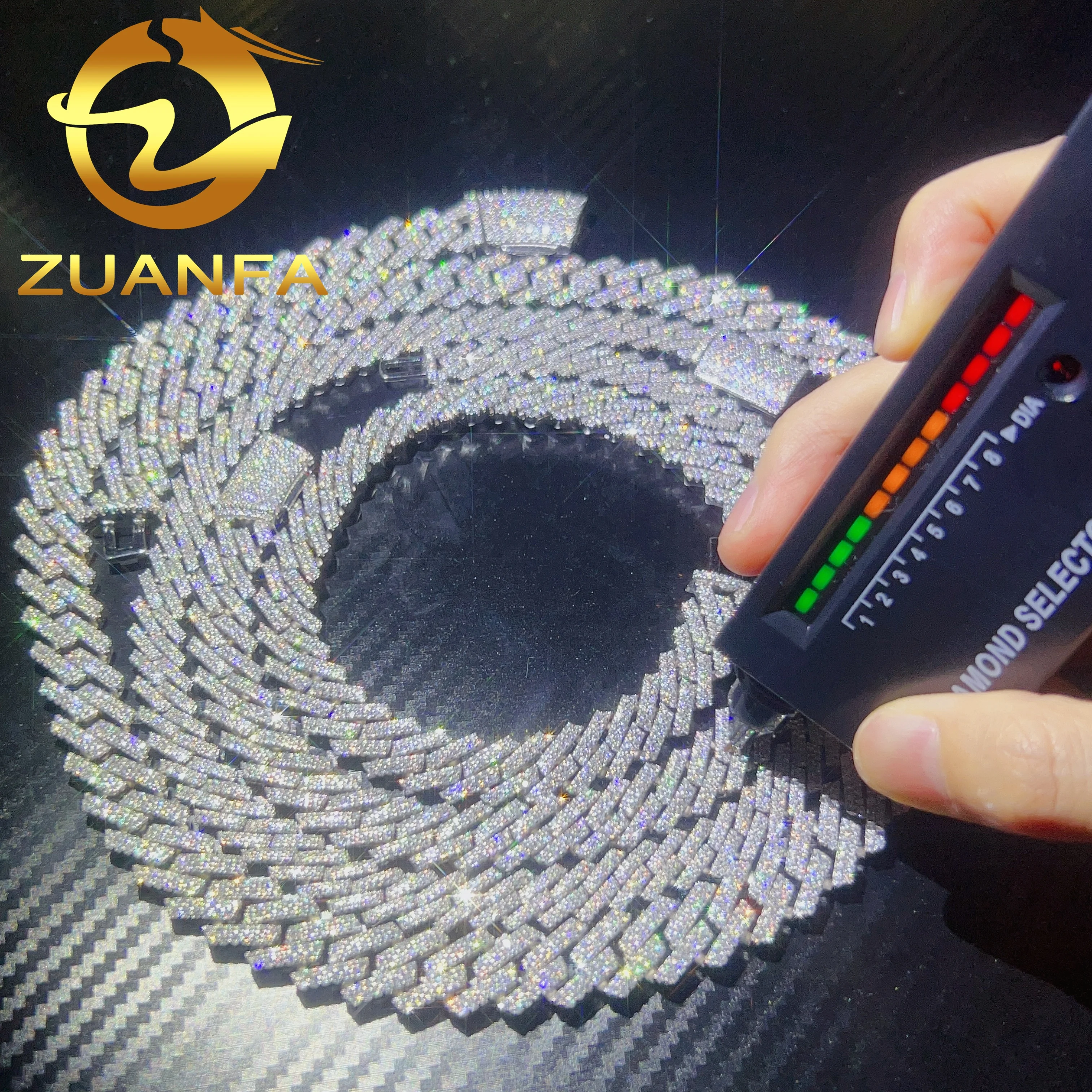 Hot selling Drop shipping Service 925 sterling silver hip hop 10mm 12mm 14mm 15mm iced out moissanite diamond cuban link chain