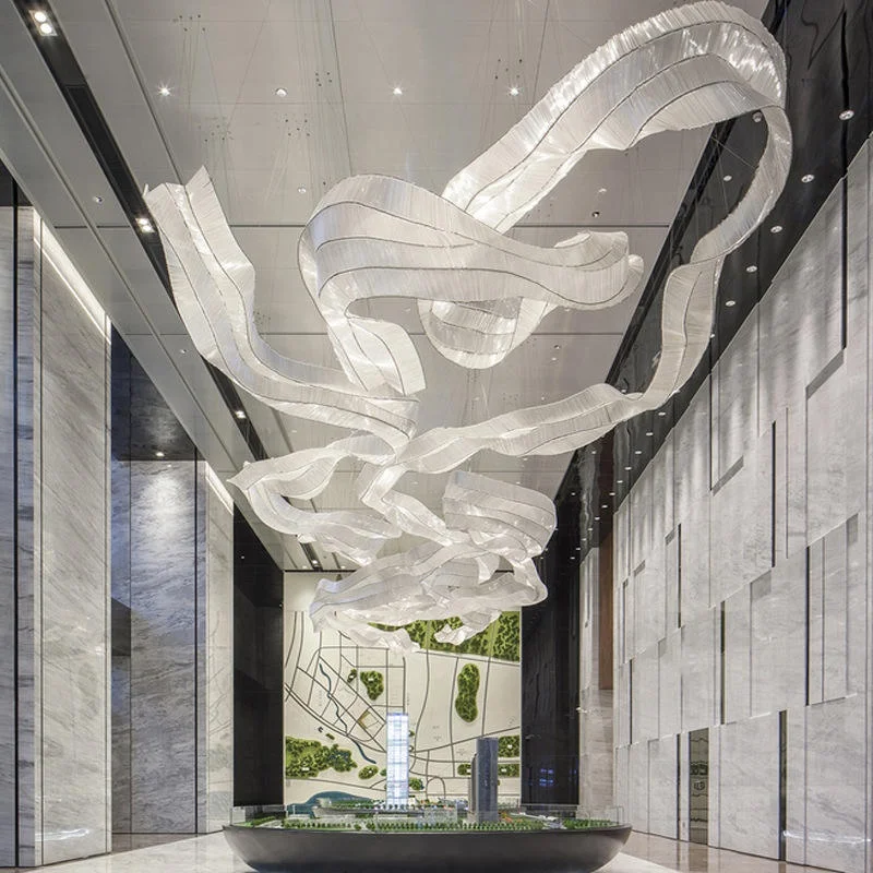 Modern Hotel Lobby Large Hanging Lamp Non Standard Customized Lamps Hall Villa Hotel High Ceiling Long Chandelier