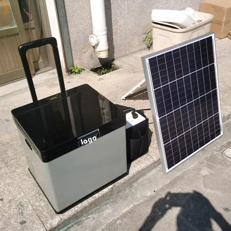 LANGLE Solar Electric Cooler 60L Portable Refrigerator 12V 24V 100 -240V Compressor Fridges for Car with Camping Outdoor Great
