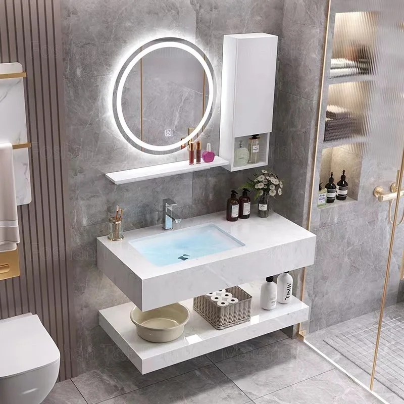 Modern Luxury LED Backlit Illuminated Bathroom Mirror with Anti Fog Function Wall Mounted Hotel Bathroom Vanity Cabinet