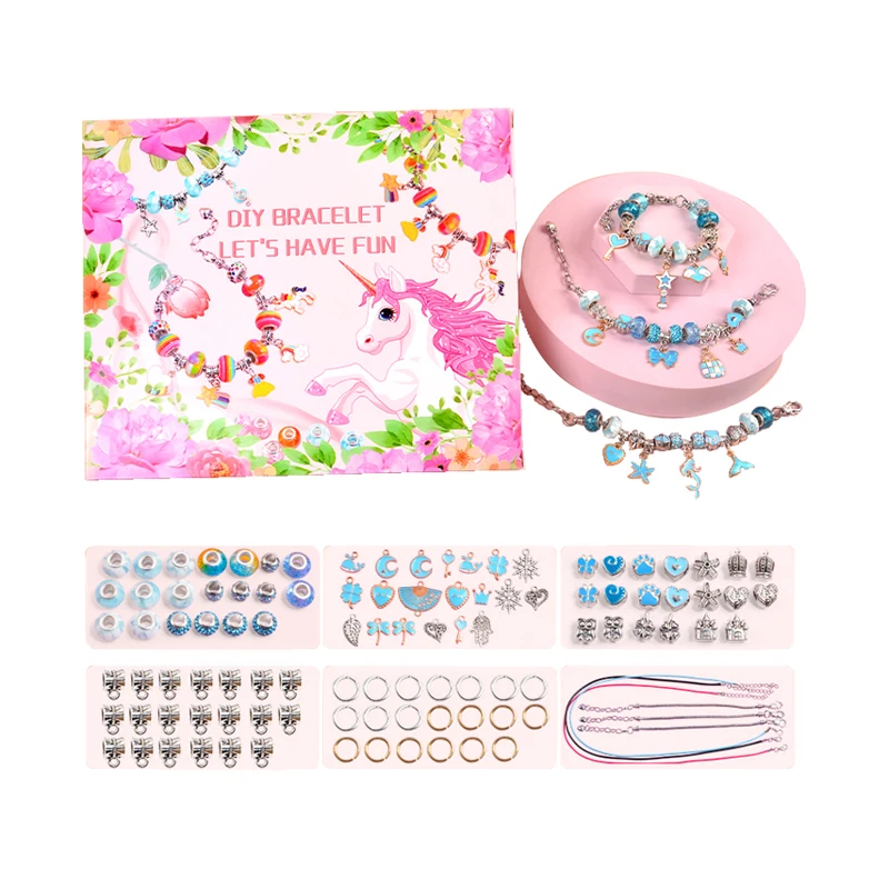 New Blue Loose Beads With Colorful Box Beads Necklace Bead Set For Jewelry Making