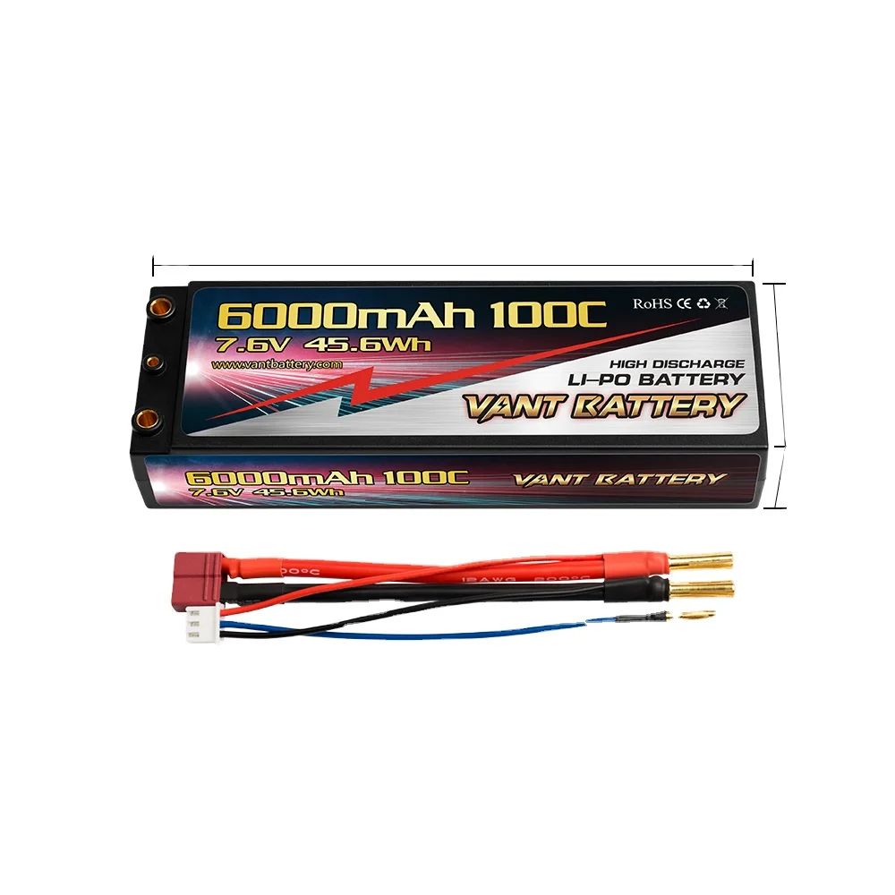 2S Lipo аккумулятор 7,6 В 6000 мАч 100C высоковольтный жесткий чехол RC с 4 мм Разъем для RC Автоцистерна гоночного автомобиля