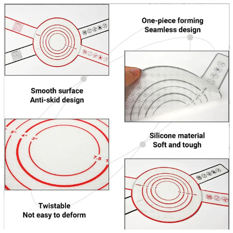 Non Stick Heat Resistant Silicone Bread Baking Mat Sling  for Dutch Oven Liner Pad with Long Handle