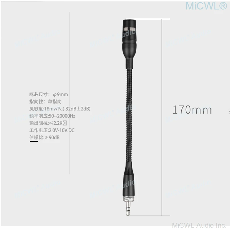 Portable Gooseneck Interview Music Instrument Cardioid Microphone For EW SK100 300 500 G2 G3 G4 G5 BodyPack Transmitter