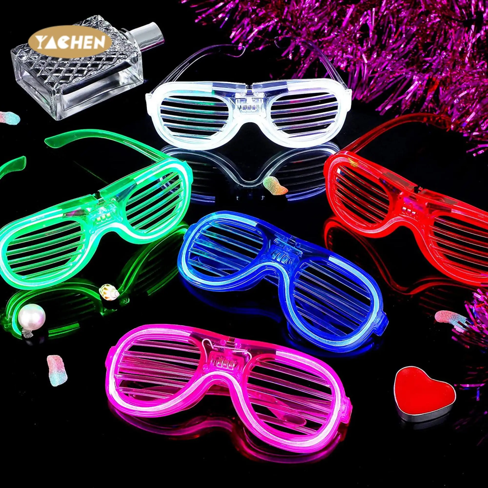 Yachen Party Novelties Glow In The Dark Toys Led Light Up Toys Led Party Glasses New Year Christmas Favor for Kids Adults
