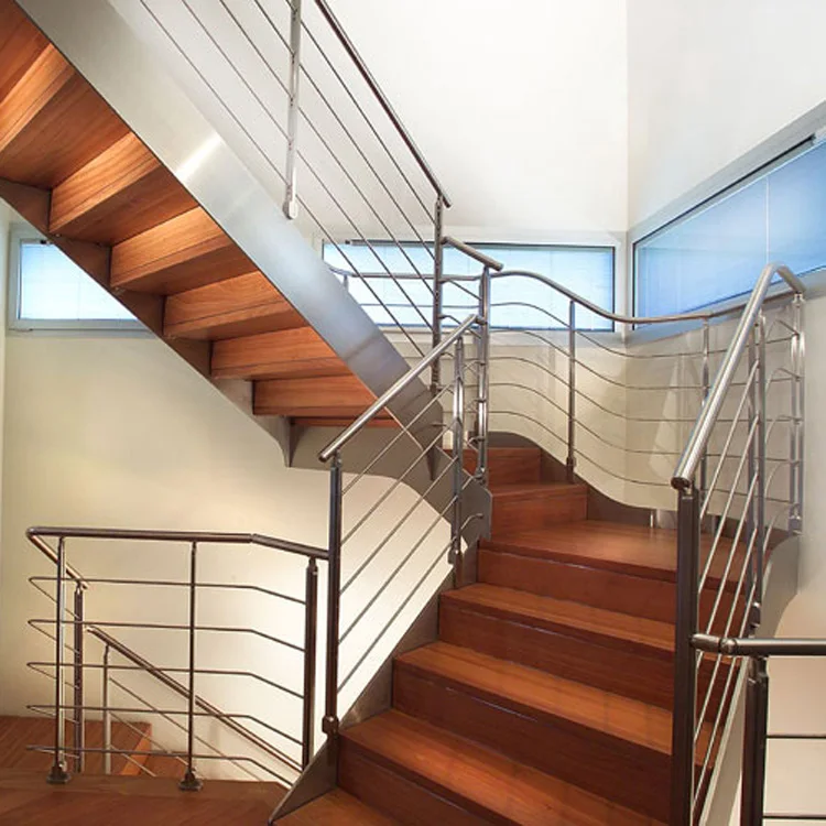 Staircase Stainless Steel Balustrade Steel Rods Railing Design Indoor Outdoor Application