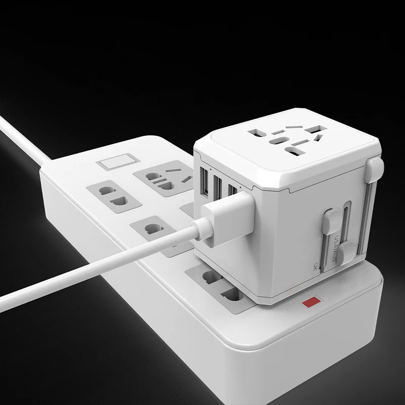 4USB+Type C Ac Converter Plug Universal Travel Adapter Converter ABS Travel Adapter