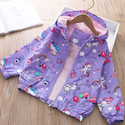 Dropshipping Spring Autumn Coat 2023 New Girls Graffiti Rush Baby Casual Thin Velvet Zipper Jacket