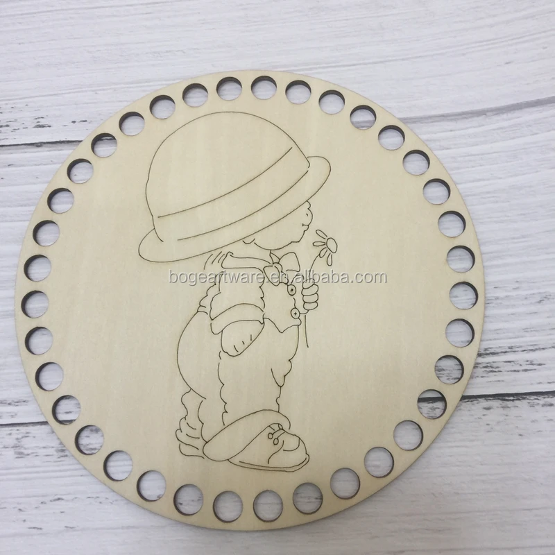 Circular  Wooden Crochet Basket Bottom Base  Wooden Bottoms for Crochet Easter baskets