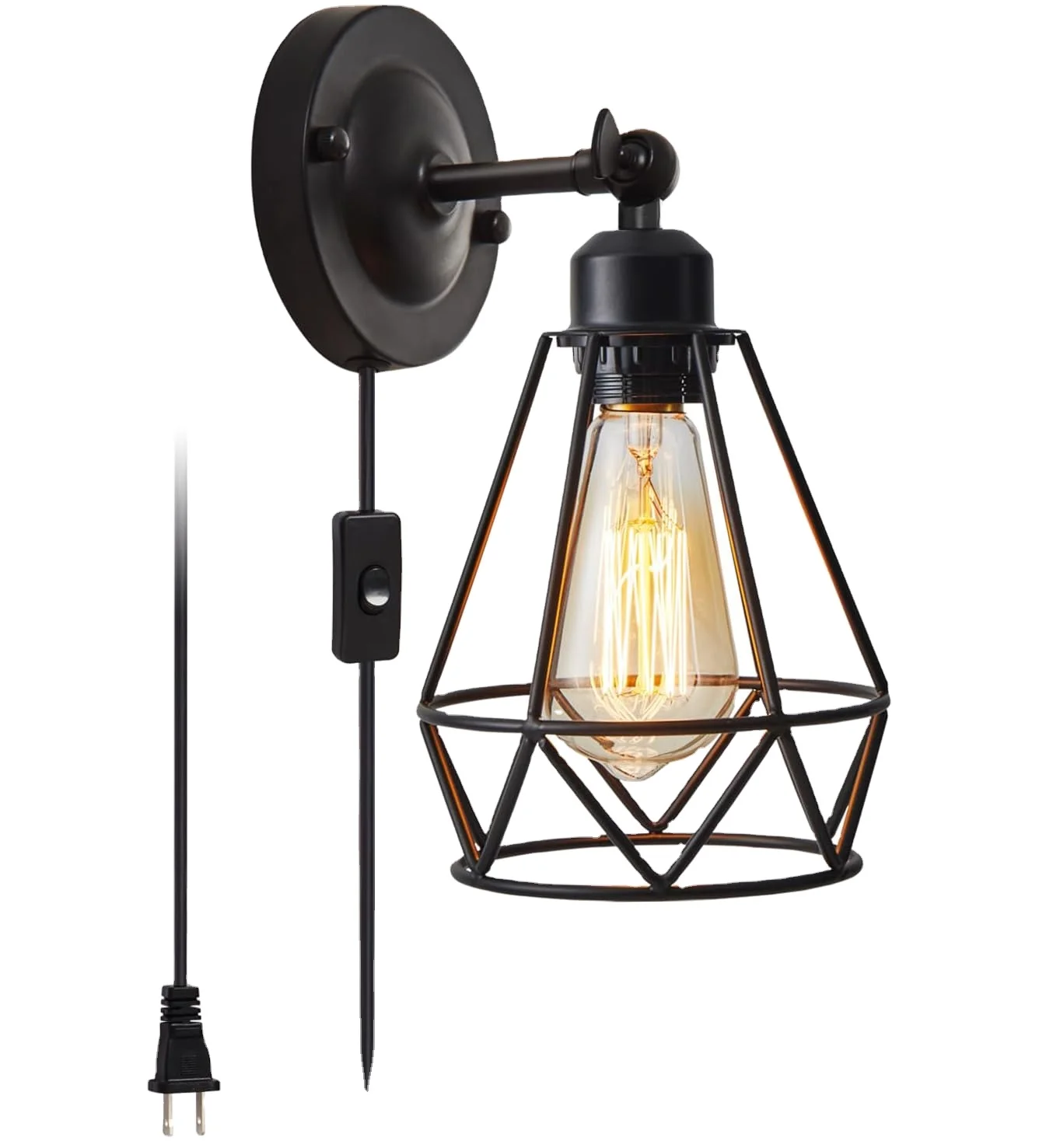 Vintage Wire Cage Wall Lights outdoor balcony Nordic creative American bedroom bedside wall lamp aisle bar iron cage wall lamp