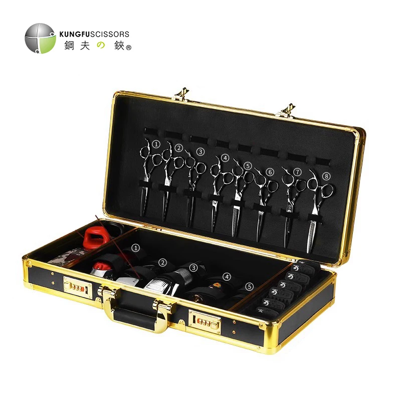PVC Aluminum Password Barber Carrying Case Premium Barbershop Tools Suitcase For Clippers Trimmers Scissor Golden Barber Box