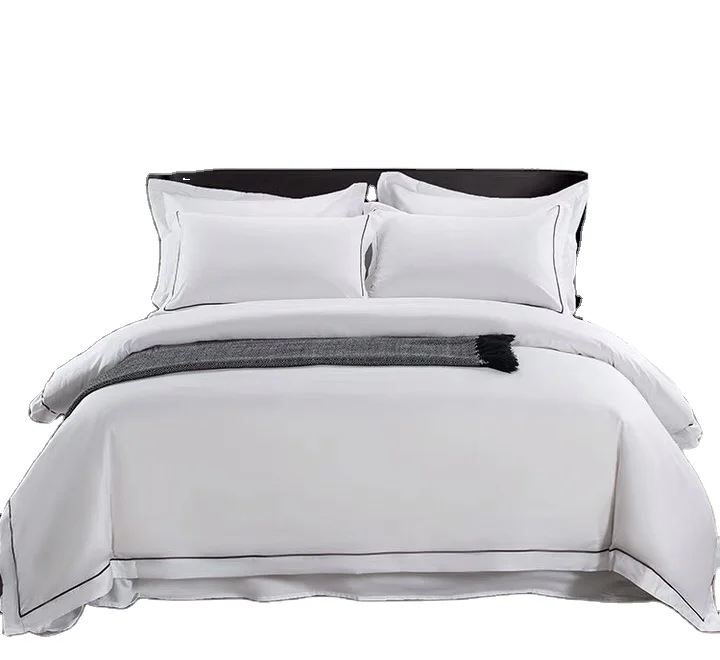 Роскошный комплект постельного белья для спальни King в гостиничном стиле с логотипом на заказ высококачественный модный набор простыней и натяжных простыней