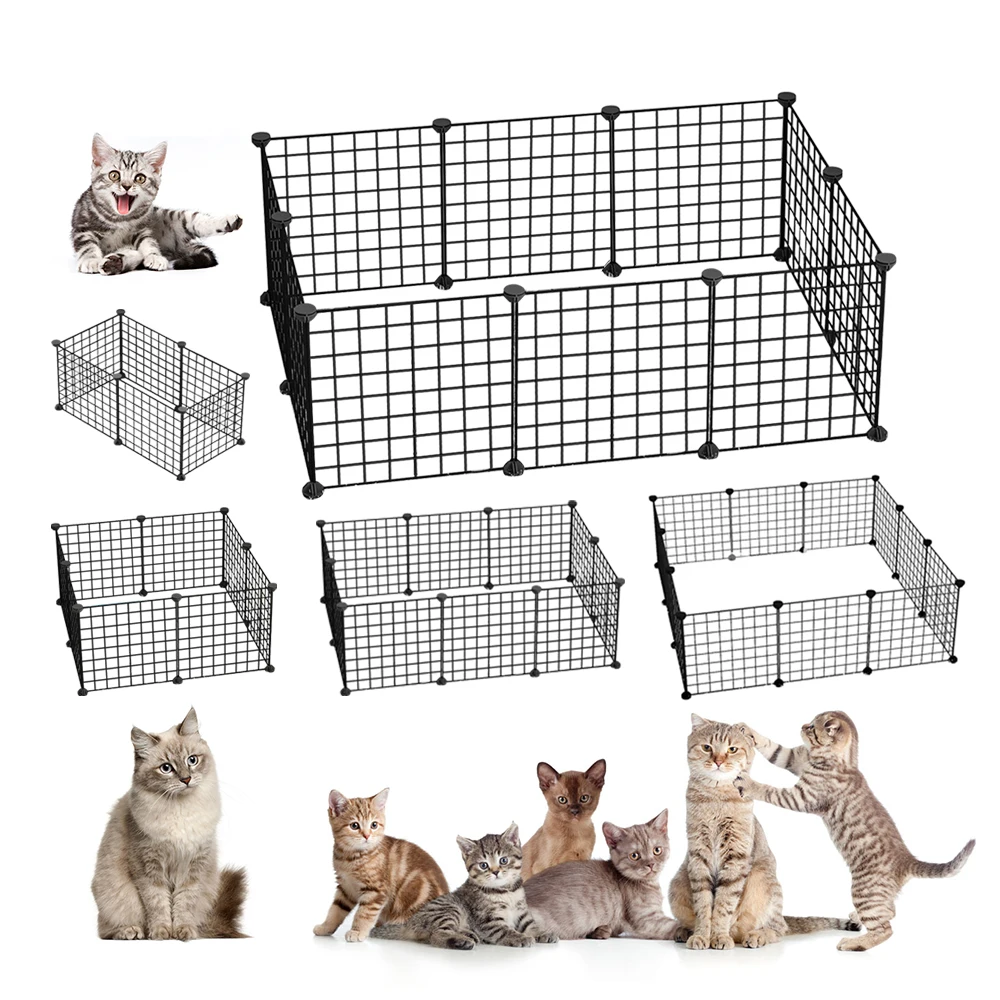 Pet Playpen, 12 PCS Exercise Small Animals Supplies DIY Metal Cage Portable Yard Fence Indoor